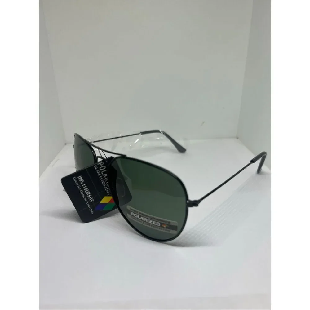 Polarized Aviator Sunglasses Green Lens UV400 Metal Frame Classic Style